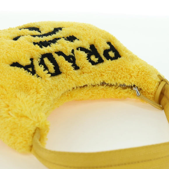 PRADA Hand Pouch Pile Yellow Silver Auth YKZ1313M