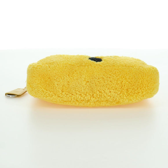 PRADA Hand Pouch Pile Yellow Silver Auth YKZ1313M