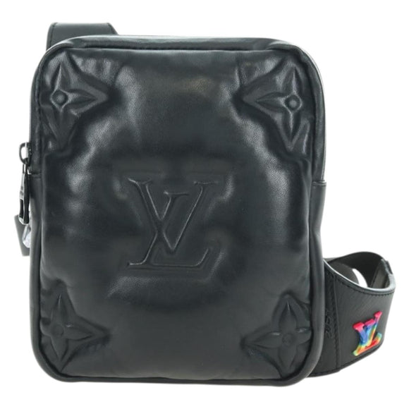 LOUIS VUITTON Asymmetric Sling Bag Lamb Skin Black M68773 LV Auth YKZ1318SAM