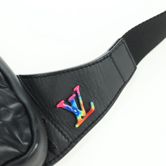 LOUIS VUITTON Asymmetric Sling Bag Lamb Skin Black M68773 LV Auth YKZ1318SAM
