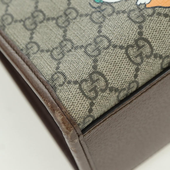 GUCCI GG Supreme Donald Duck Hand Bag PVC 2way Beige Gold 648134 Auth YKZ1322M
