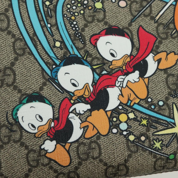 GUCCI GG Supreme Donald Duck Hand Bag PVC 2way Beige Gold 648134 Auth YKZ1322M