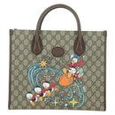GUCCI GG Supreme Donald Duck Hand Bag PVC 2way Beige Gold 648134 Auth YKZ1322M-13