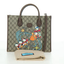 GUCCI GG Supreme Donald Duck Hand Bag PVC 2way Beige Gold 648134 Auth YKZ1322M-12
