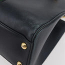 GUCCI Silvi Hand Bag Leather 2way Navy Gold 460381 Auth YKZ1323A-15