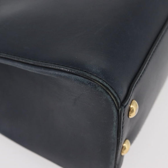 GUCCI Silvi Hand Bag Leather 2way Navy Gold 460381 Auth YKZ1323A