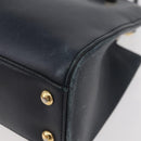 GUCCI Silvi Hand Bag Leather 2way Navy Gold 460381 Auth YKZ1323A-17