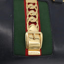 GUCCI Silvi Hand Bag Leather 2way Navy Gold 460381 Auth YKZ1323A-18