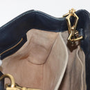 GUCCI Silvi Hand Bag Leather 2way Navy Gold 460381 Auth YKZ1323A-20