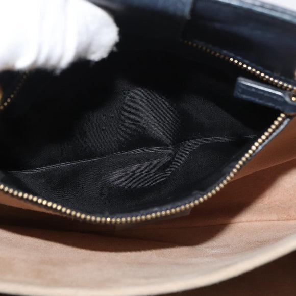 GUCCI Silvi Hand Bag Leather 2way Navy Gold 460381 Auth YKZ1323A