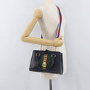 GUCCI Silvi Hand Bag Leather 2way Navy Gold 460381 Auth YKZ1323A-28