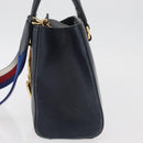 GUCCI Silvi Hand Bag Leather 2way Navy Gold 460381 Auth YKZ1323A-3