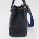 GUCCI Silvi Hand Bag Leather 2way Navy Gold 460381 Auth YKZ1323A-4