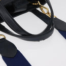 GUCCI Silvi Hand Bag Leather 2way Navy Gold 460381 Auth YKZ1323A-7