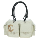 CHANEL Cambon Line Matelasse Hand Bag Leather White Silver CC Auth YKZ1328SAV-13