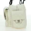 CHANEL Cambon Line Matelasse Hand Bag Leather White Silver CC Auth YKZ1328SAV-3