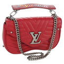 LOUIS VUITTON New Wave Chain Bag MM Leather 2way Red M51943 LV Auth YKZ1329A-1