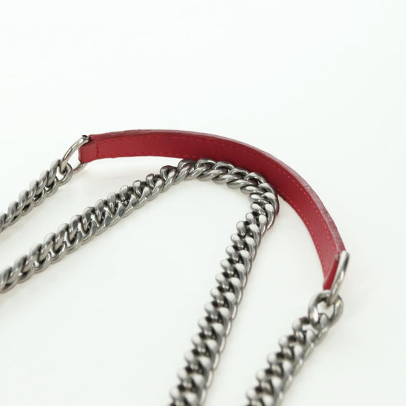 LOUIS VUITTON New Wave Chain Bag MM Leather 2way Red M51943 LV Auth YKZ1329A