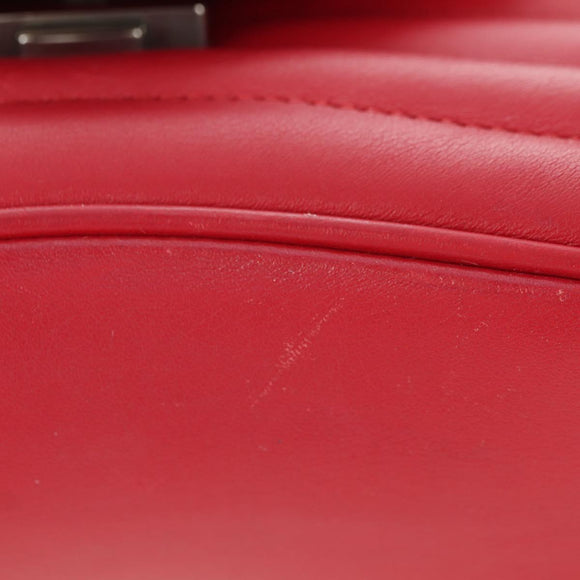 LOUIS VUITTON New Wave Chain Bag MM Leather 2way Red M51943 LV Auth YKZ1329A