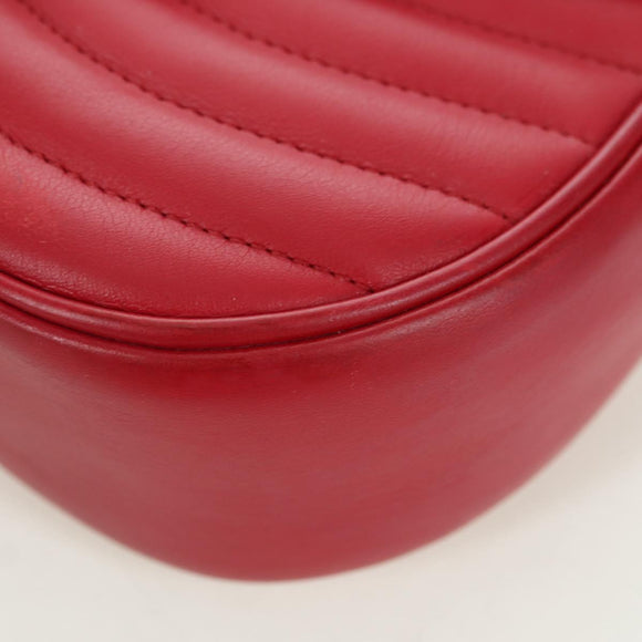 LOUIS VUITTON New Wave Chain Bag MM Leather 2way Red M51943 LV Auth YKZ1329A