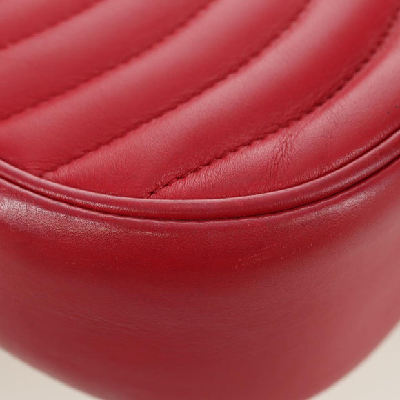 LOUIS VUITTON New Wave Chain Bag MM Leather 2way Red M51943 LV Auth YKZ1329A