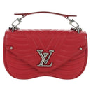 LOUIS VUITTON New Wave Chain Bag MM Leather 2way Red M51943 LV Auth YKZ1329A-2