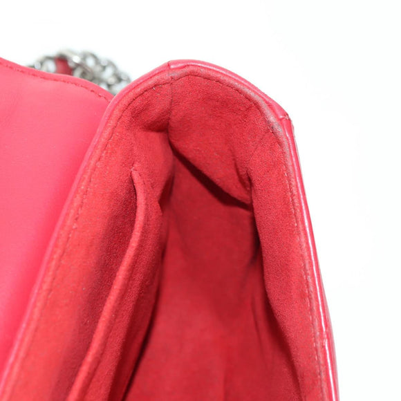 LOUIS VUITTON New Wave Chain Bag MM Leather 2way Red M51943 LV Auth YKZ1329A