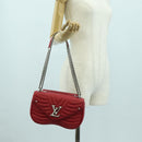 LOUIS VUITTON New Wave Chain Bag MM Leather 2way Red M51943 LV Auth YKZ1329A-27