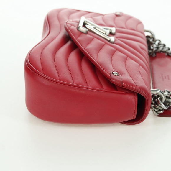 LOUIS VUITTON New Wave Chain Bag MM Leather 2way Red M51943 LV Auth YKZ1329A