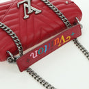 LOUIS VUITTON New Wave Chain Bag MM Leather 2way Red M51943 LV Auth YKZ1329A-6