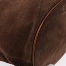 CELINE Chain Tote Bag Suede Brown Gold Auth YKZ133-9