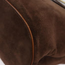 CELINE Chain Tote Bag Suede Brown Gold Auth YKZ133-14