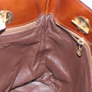 CELINE Chain Tote Bag Suede Brown Gold Auth YKZ133-18