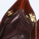 CELINE Chain Tote Bag Suede Brown Gold Auth YKZ133-19