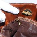 CELINE Chain Tote Bag Suede Brown Gold Auth YKZ133-20