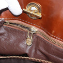 CELINE Chain Tote Bag Suede Brown Gold Auth YKZ133-22