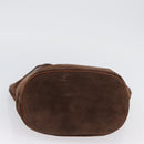 CELINE Chain Tote Bag Suede Brown Gold Auth YKZ133-5