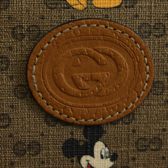 GUCCI GUCCIxDisney GG Supreme Clutch Bag PVC Beige Gold 602552 Auth YKZ1330M