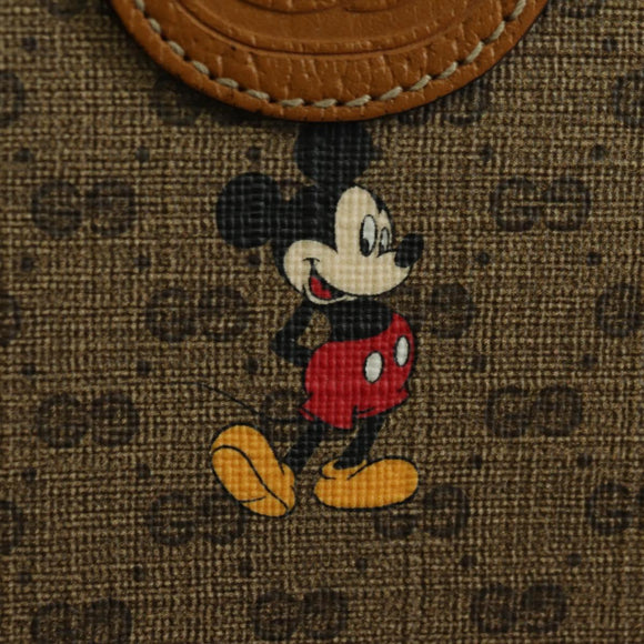 GUCCI GUCCIxDisney GG Supreme Clutch Bag PVC Beige Gold 602552 Auth YKZ1330M