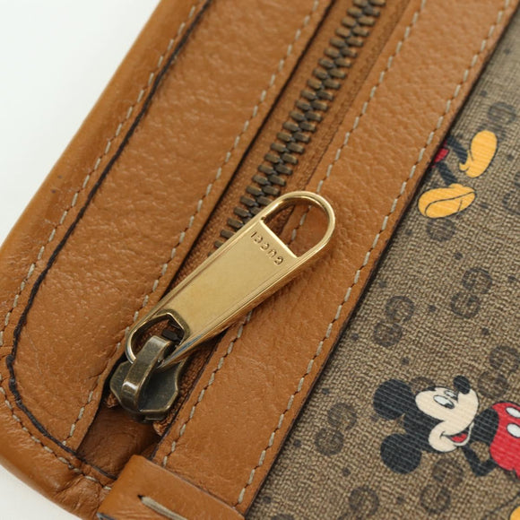 GUCCI GUCCIxDisney GG Supreme Clutch Bag PVC Beige Gold 602552 Auth YKZ1330M