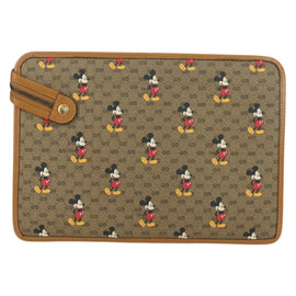 GUCCI GUCCIxDisney GG Supreme Clutch Bag PVC Beige Gold 602552 Auth YKZ1330M - 0