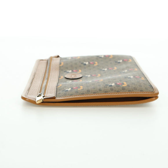 GUCCI GUCCIxDisney GG Supreme Clutch Bag PVC Beige Gold 602552 Auth YKZ1330M
