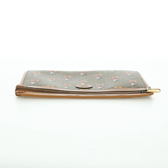 GUCCI GUCCIxDisney GG Supreme Clutch Bag PVC Beige Gold 602552 Auth YKZ1330M