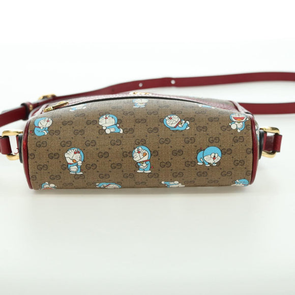 GUCCI Micro GG Supreme Doraemon Shoulder Bag PVC Beige Gold 647784 Auth YKZ1331M