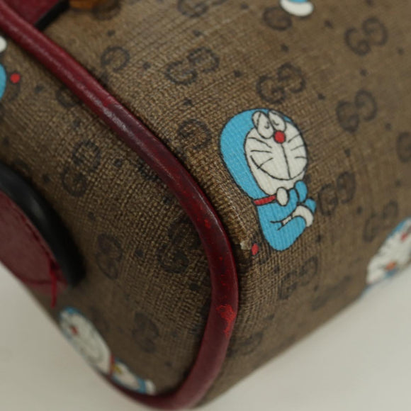 GUCCI Micro GG Supreme Doraemon Shoulder Bag PVC Beige Gold 647784 Auth YKZ1331M