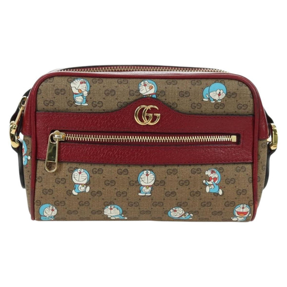 GUCCI Micro GG Supreme Doraemon Shoulder Bag PVC Beige Gold 647784 Auth YKZ1331M