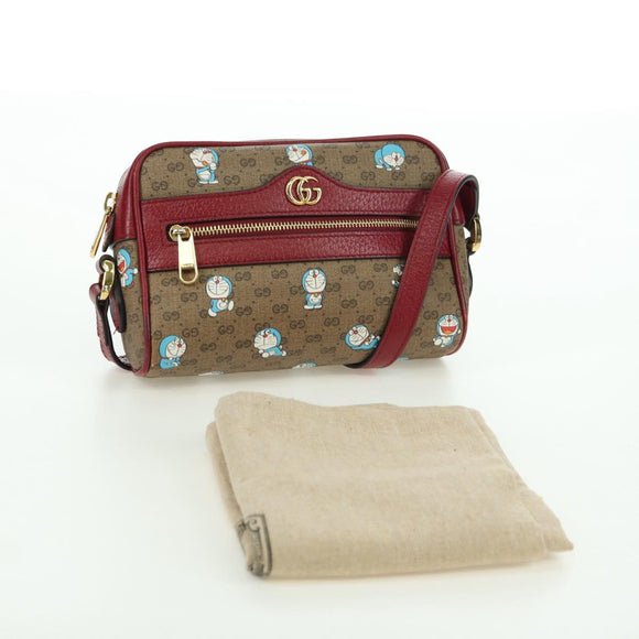 GUCCI Micro GG Supreme Doraemon Shoulder Bag PVC Beige Gold 647784 Auth YKZ1331M