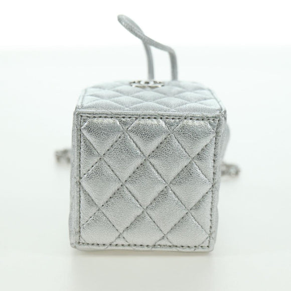 CHANEL Matelasse Chain Shoulder Pouch Lamb Skin Silver Gold CC Auth YKZ1332SAM