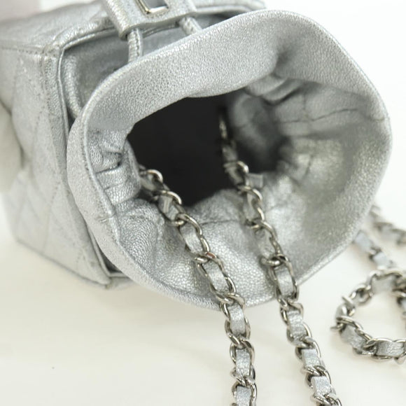 CHANEL Matelasse Chain Shoulder Pouch Lamb Skin Silver Gold CC Auth YKZ1332SAM
