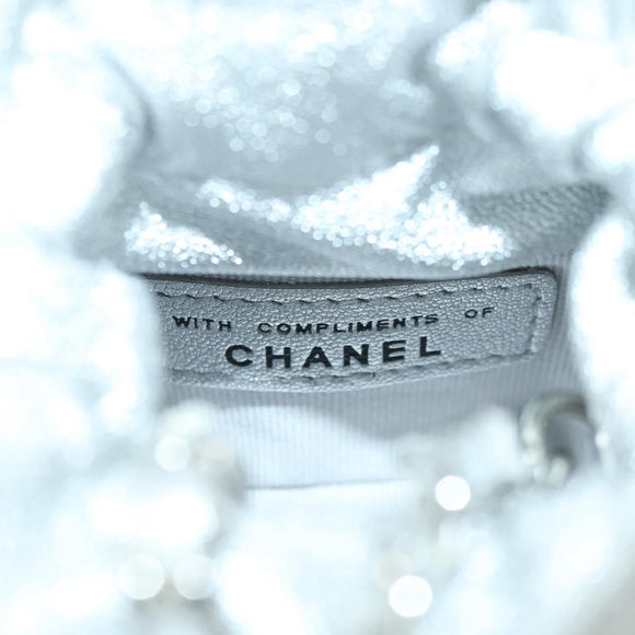 CHANEL Matelasse Chain Shoulder Pouch Lamb Skin Silver Gold CC Auth YKZ1332SAM